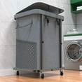 thumbnail image 2 of 40 Gal(150L) High Grade Large Laundry Basket with Wheels, Rolling Laundry Hamper, Laundry Cart with Metal Frame and Removable Bag Design, Suitable for Laundry Room, Bedroom (White, 150L), 2 of 6