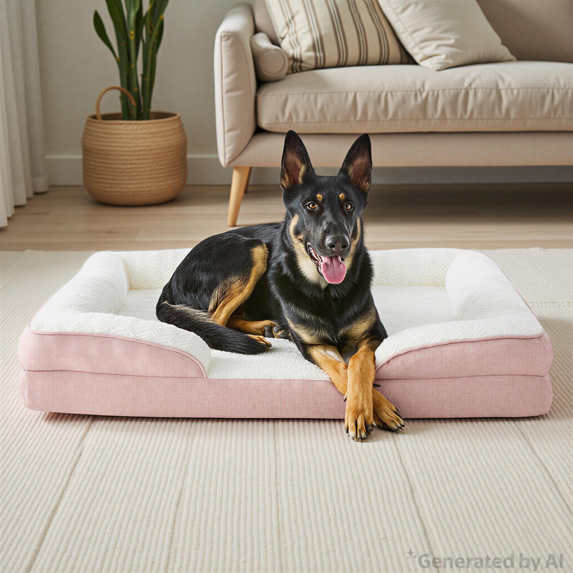 Vibrant Life Extra Large Orthopedic Bolster Dog Bed, Pink, 35" x 48"
