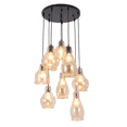 thumbnail image 2 of AFANQI Cognac Glass Cluster Pendant Ceiling Fixture Lamp 8 Light Round Top, 2 of 14