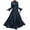 Navy, variant on ZANZEA Women Ruffles Flare Long Sleeve O-Neck Solid Irregular Hem Muslim Casual Party Maxi Long Dress