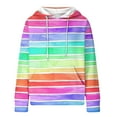 thumbnail image 6 of DDAPJ pyju Waffle Knit Hoodie for Women Rainbow Printed Hooded Sweatshirt Lightweight Drawstring Pullover Hoodies Loose Casual Textured Sweatshirts with Kangaroo Pocket Multicolor#3 M, 6 of 6