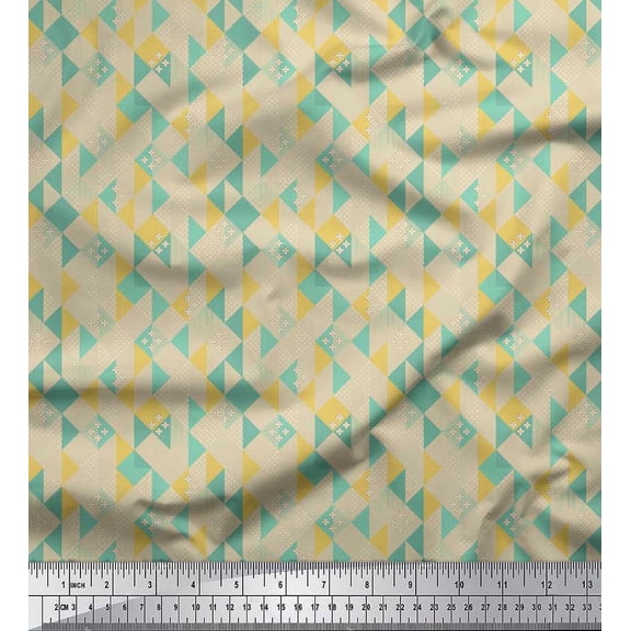 Soimoi Cotton Duck Fabric Dot & Check Geometric Print Fabric by The Yard 42 Inch Wide