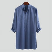 INCERUN Mens Long Sleeve Kurta Shirt Traditional Kaftan Indian Shirts Tunic Long Tops