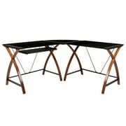 Flash Furniture Black Glass L-Shape Corner Computer Desk with Pull-Out Keyboard Tray