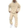 thumbnail image 2 of Blekii Mens Fleece Lined Sweatsuit Set, Men's Solid Color Sweatshirt & Sweatpants Set, Long Sleeve Hoodie & Jogger Pants, Casual Lounge Wear for Fall Winter, Fleece Lined Hoodie And Pants Loungewear, 2 of 9