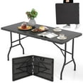 thumbnail image 1 of Costway 5 ft Folding Table Indoor Outdoor Foldable Plastic Table 4-6 Person Picnic Table Black, 1 of 10