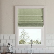 Sun Zero Somerton 1-Piece Textured 100% Blackout Cordless Roman Shade, 33"X64", Sage Green