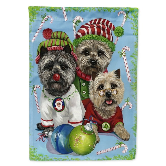 Cairn Terrier Christmas Elves Flag Canvas House Size