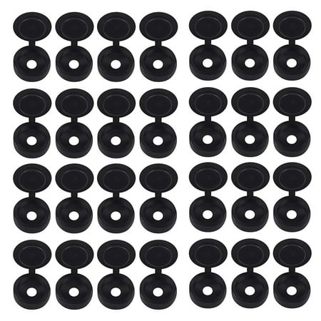 

500 Packs Hinged Screw Cover Plastic Screw Fold Screw Snap Covers Washer Flip Tops (Black)