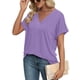 thumbnail image 4 of Camisetas WIHOLL, verano 2025, manga corta, cuello en V, color morado claro, 4 of 5