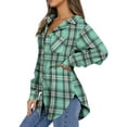 thumbnail image 3 of UVN Plaid Shirt for Women Oversized Flannel Long Sleeve Shirts Casual Button Down Blouse Tops with Pockets, 3 of 9