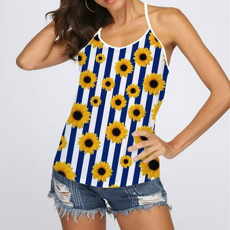 

Tawop Women S Casual Sexy Fashion Summer Round-Neck Printing Blouse Sleeveless T-Shirt Summer Tops Tanks Bra Clearance Under $5.00