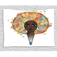 thumbnail image 1 of Funky Tapestry, Portrait of a Woman with Luxuriant Hair in the Style of an African Colorful Print, Wall Hanging for Bedroom Living Room Dorm Decor, 80W X 60L Inches, Multicolor, by Ambesonne, 1 of 2