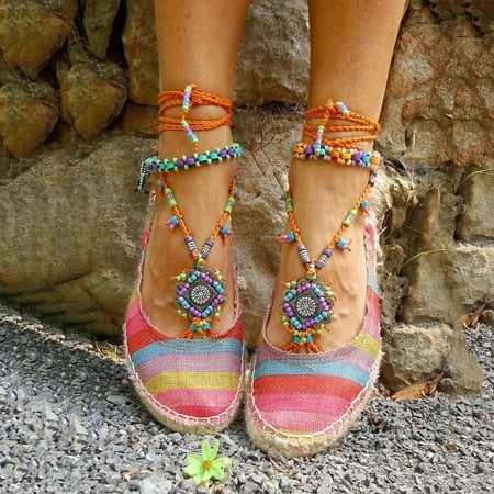 

Christmas Women Breathable Flat Lace Up Canvas Round Toe Comfortable Non Slip Casual Single Shoes