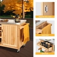thumbnail image 4 of DWVO Outdoor Table and Storage Cabinet Solid Wood Movable Grill Table with Stainless Steel Top for Outside Patio Kitchen Island or Bar Cart - Natural, 4 of 6