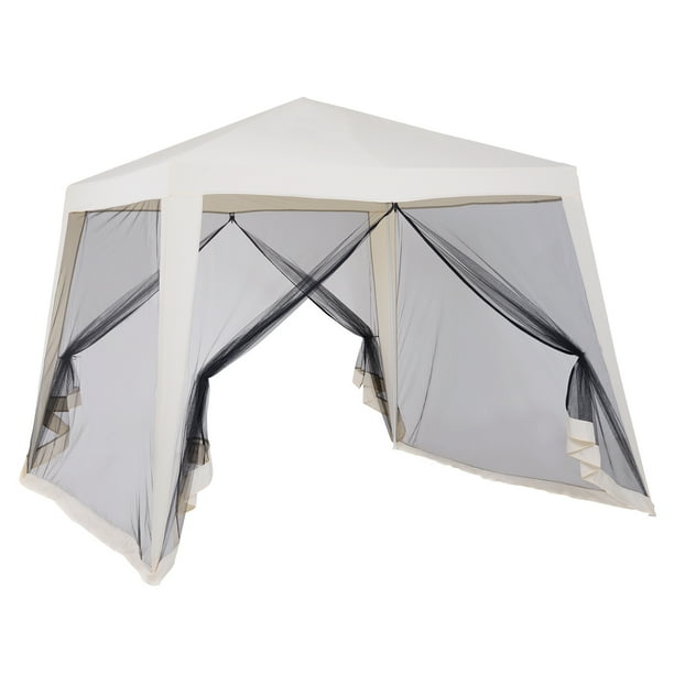 Outsunny 10’ x 10’ Folding Slant Leg Screened Sun Shelter Canopy Tent