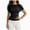 A5-Black, variant on Women Short Sleeve Ruched Blouse Trendy Slim Fit Boat Neck Mesh Patchwork Waist Pullover