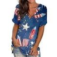 thumbnail image 2 of ibuvkizy Summer Tops for Women 2025!Independence Day Shirts for Women Fashion American Flag Tops Patriotic Crewneck Short Sleeve Print Tees,4th of July Shirt Blue S, 2 of 5