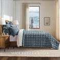 thumbnail image 3 of EVERGRACE 3 Pieces Luxurious Velvet Quilt Queen Size, Ultra Soft Bedspread Coverlet Set, Double Box Stitch Lightweight Velvet Comforter for All Season with 2 Shams, Stormy Blue, 92''x96'', 3 of 8