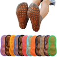 thumbnail image 1 of 12 Pairs Non Slip Yoga Socks with Grips Women Trampoline Floor Socks Adult Home Socks for Pilates Ballet Barre Yoga, 1 of 4