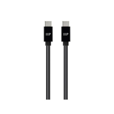 Monoprice TPE Jacketed USB C to USB C 2.0 Cable - 3 Feet - Black | Fast Charging, High Speed, Up to 3A/60W, Type C, Compatible with iPad / Samsung Galaxy and More - Select Series