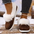 thumbnail image 2 of Women's Cozy Furry Slip on Boots Winter Warm Plush Lined Walking Loafers Suede Warm Cozy Flat Mules Shoes Coffee Size 10, 2 of 5