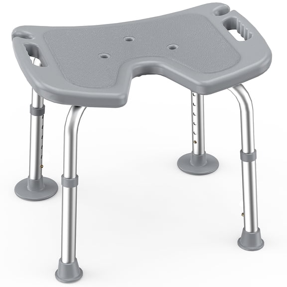 SACVON U-Shaped Shower Chair , Adjustable Lightweight Alloy Aluminum Shower Stool, Tool-Free Assembly Bath Chair for Elderly and Disabled, 300 lbs Load, Gray