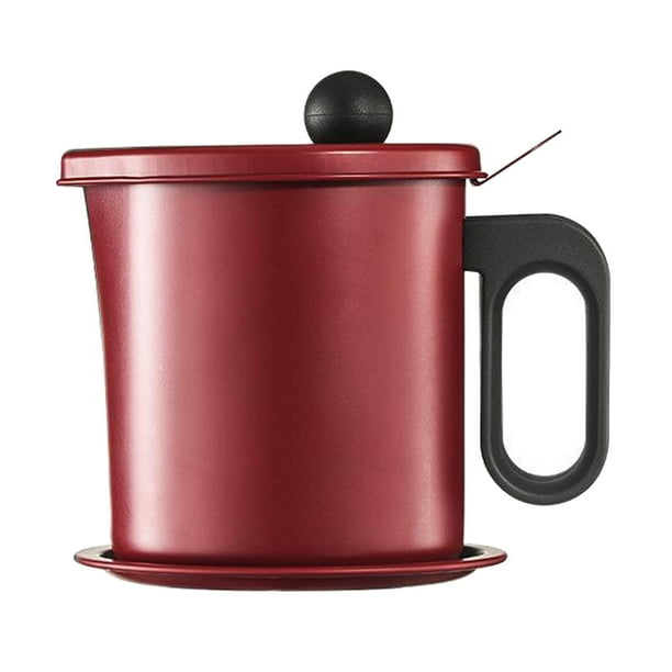 escurridor de aceite para cocina Recipiente de grasa de con colador de malla fina olla de aceite de 1.7L con de aceite de cocina y antiquemaduras y bandeja Magideal escurridor de aceite para cocina