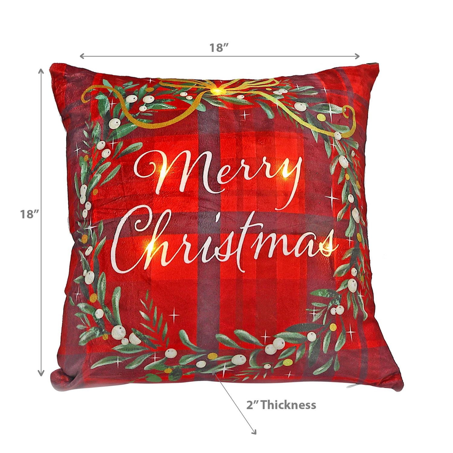 Couronne De Coussin En Velours Led De Noël Joyeux Noël 18X18 - Ensemble De 2