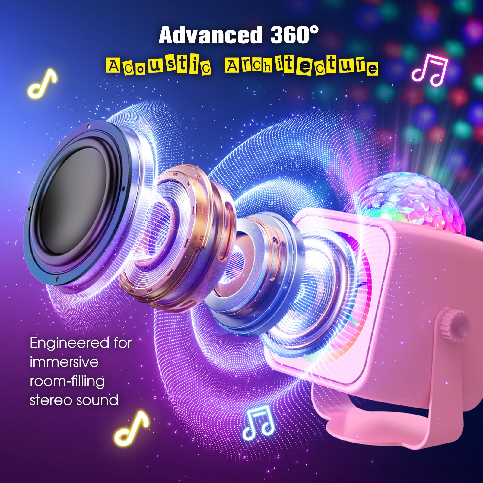 Karaoke Machine for Kids Adults, Portable Bluetooth Karaoke Speaker with 2 Wireless Microphones and Disco Party Lights, Mini Singing Toy Gift for Girls Boys Ages 4-12
