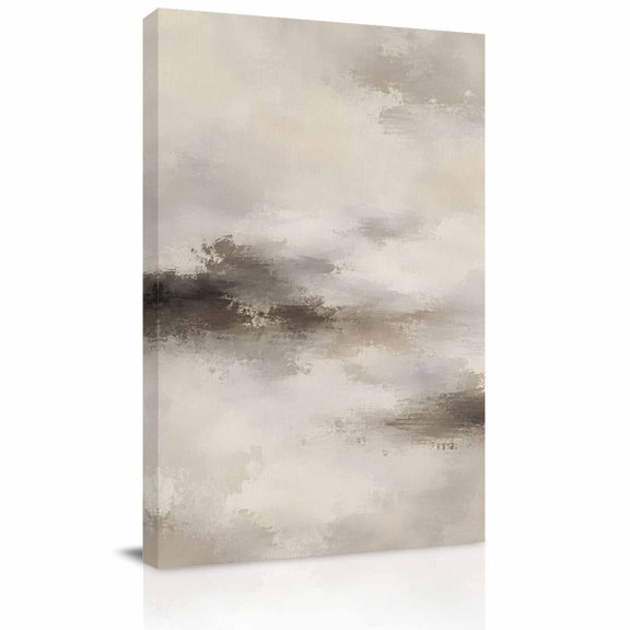 Canvas Wall Art, Grey Brown Framed Canvas Prints for Bedroom Bathroom, Retro Country Abstract Ombre Gallery Wrapped Wall Decor for Home Office, Gifts, 11"x14" Ship Next Day