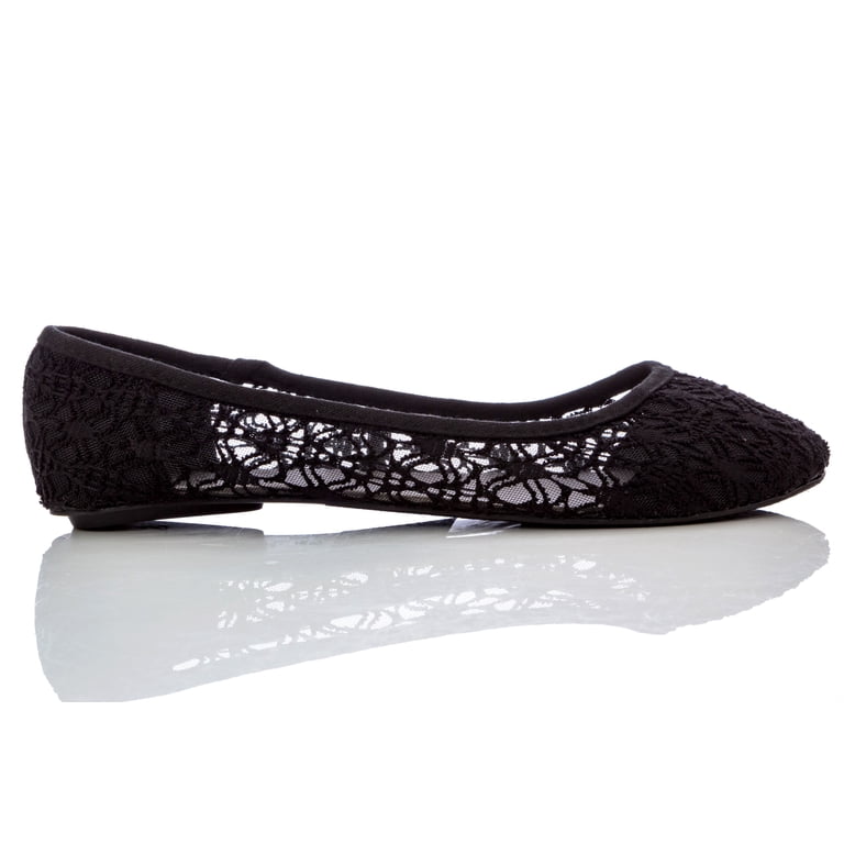 Charles Albert Women's Crochet Lace Ballet Flats Shoes, Breathable