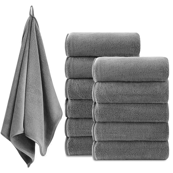 Jessy Home 12 Pack Dark Gray Hand Towel Set 16"x31" Soft Highly Absorbent Quick Dry Bathroom Bath Hand Towels Microfiber Plush Towels
