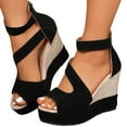 thumbnail image 5 of YLYL Wedge Sandals for Women Wedge Lug Sole Adjustable Strap Casual Slip on Beach Sandals, 5 of 9