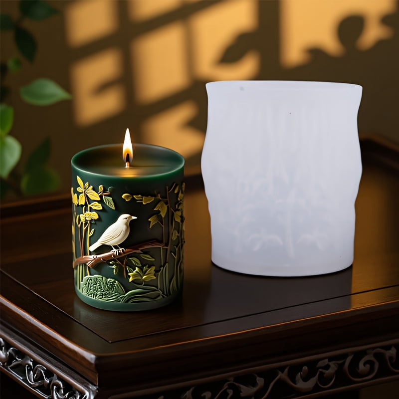 Birdie Cheer Candle Mold – Charming Bird & Twig Design with Rose Detail. Durable & Easy-to-Use Silicone Mold for DIY Candles, Soap, and Home Decor Crafts. Ideal for Soap Making Supplies, Creative & F