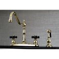 thumbnail image 2 of Kingston KB1752PKXBS Duchess Two-Handle 4-Hole 8" Centerset Kitchen Faucet with Brass Sprayer in Polished Brass, 2 of 7