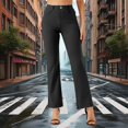 thumbnail image 4 of GILIGEGE Dress Pants Women Pull On Business Casual Stretchy Work Trousers Pockets High Waisted Lightweight Office Slacks Black L, 4 of 8