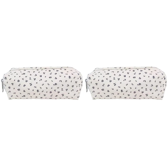 Solivara Cute Bowknot Canvas Pencil Case Large Capacity Multi Compartment Portable Storage Bag For Home Office Stationery(Dark Blue*2,7.09*1.97in)