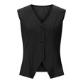 thumbnail image 5 of YYUIJK Women's Solid Color Blazer Button V-Neck Sleeveless Slim Tank Waistcoat Casual Blazer Tops Black XL, 5 of 7
