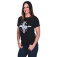 thumbnail image 2 of JH Design Group Women's Ford Mustang Classic Tri-Bar Pony Emblem T-Shirt Black Red Heather-Gray, 2 of 2