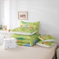 thumbnail image 5 of Manfei Cartoon Cute Dinosaur Bedding Comforter Set 7 Pieces for Kids, Dinosaur Animal Full Bedding Set, Leaf Flower Botanical Reversible Fitted Sheet Flat Sheet, Ultra Soft Home Decor, 5 of 7