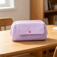 thumbnail image 7 of Solivara Large Capacity Japanese Style Canvas Stationery Bag Multiple Compartments Dirt Brown Pencil Case (A,8.66 × 4.72 × 3.54in), 7 of 7