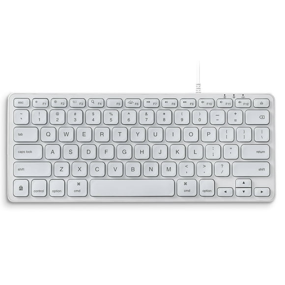 Perixx Teclado Tijera con Cable Retroiluminado PERIBOARD-332MW - Compatible Mac OS X e iOS - Mini (11,22 X 4,57 X 0,83 Pulg.) - Teclas Tijera con Fuente Grande - Retroiluminación Blanca
