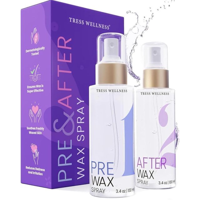 Tress Wellness Limpiador previo a la cera Spray y tratamiento Aceite y cuidado para después de la cera Removedor de cera para la piel