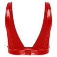 thumbnail image 4 of Alvivi Women's Wet Look Pu Leather Bra Top Plunging Tank Crop Top Vest Bustier Rave Dance Bra Red XL, 4 of 6