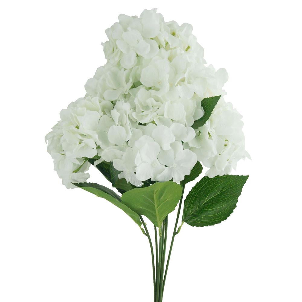 Artificial Silk Hydrangea Bouquet Flowers, 22Inch, White