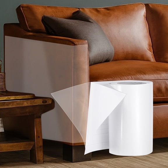 Anti Cat Scratch Furniture Protector, 1 Roll 197" x 3.9" Single-Sided Sticky Couch Protector