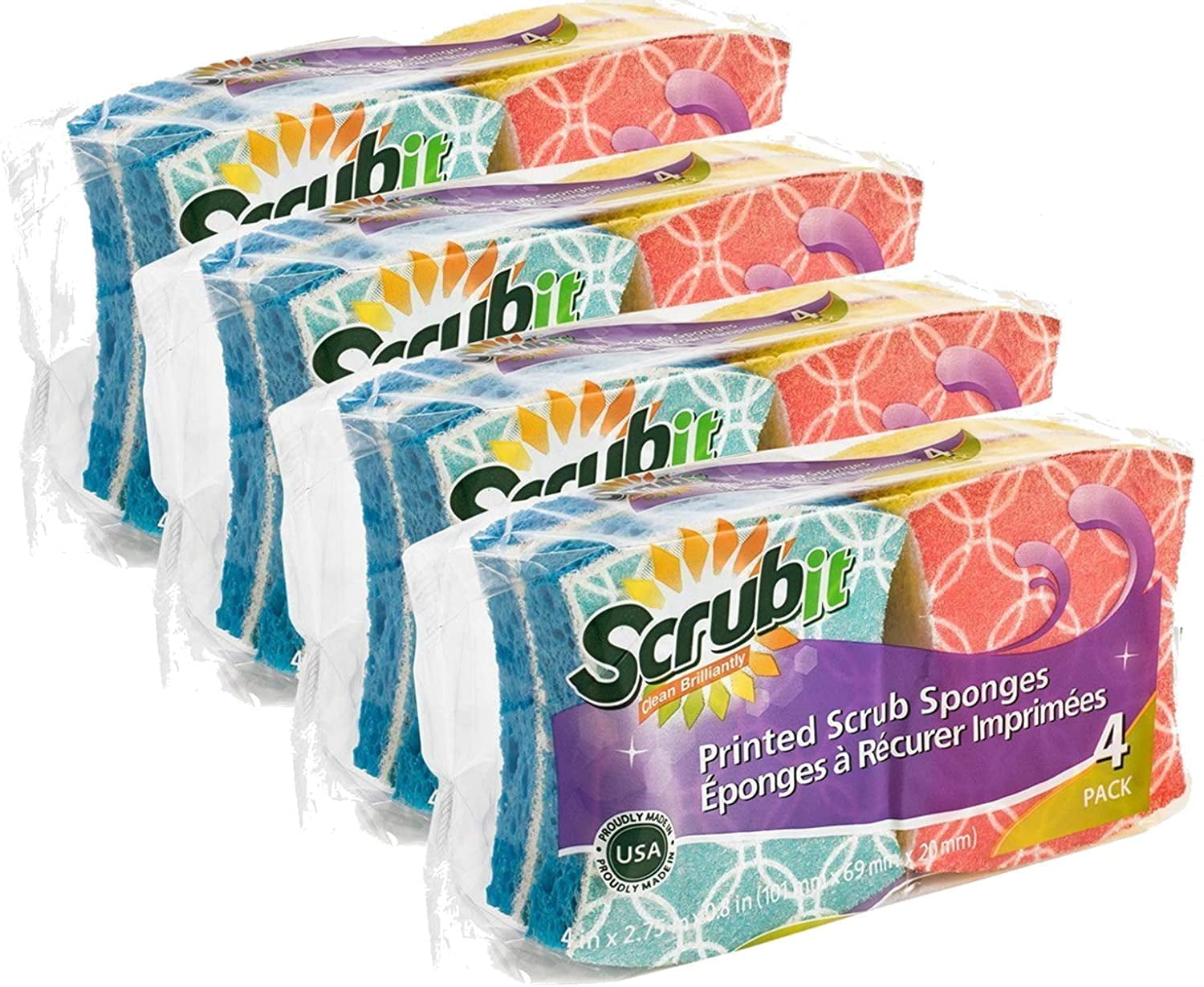 ScrubIt Printed Scrub Dish Sponge NonScratch Shaped for More