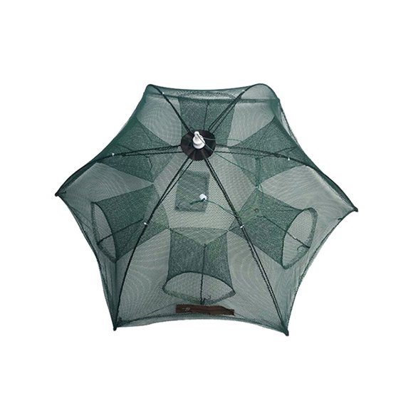 Amdohai Fishing Bait Trap Folded Crab Net Crawdad Automatic Fishing Shrimp Cast Dip Cage Fish Minnow Foldable Fishnet (6 Holes)