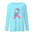 thumbnail image 3 of MKLEKYY Hauts Peplum pour Femmes, T-Shirt à Manches Longues Imprimé, Col Rond, Prévention du Cancer, Mois de Sensibilisation International, 3 of 3